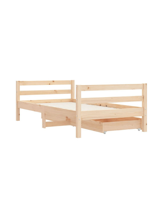 Kids Bed Single with Storage Space Beige for Mattress 80x160cm
