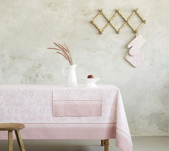 Nima Τραπεζομάντηλο Βαμβακερό Roses Rose Ροζ 150x150εκ.