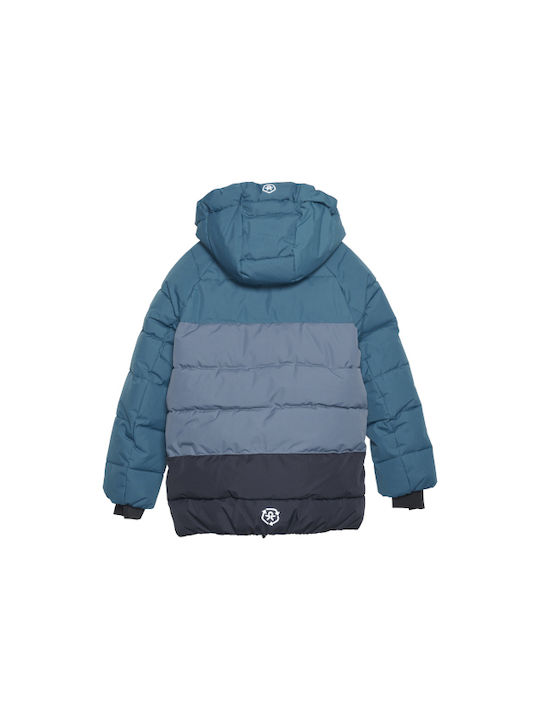 Color Kids Waterproof Kids Quilted Jacket Windproof with Hood Blue