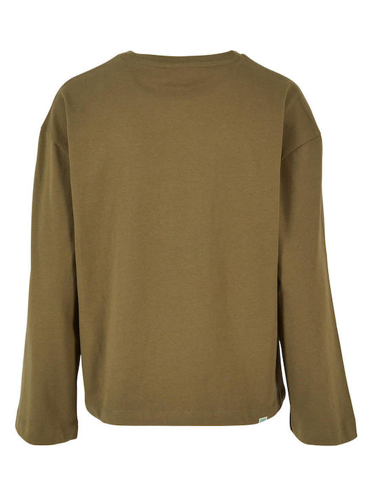 Urban Classics Damen Bluse Baumwolle Langärmelig Khaki