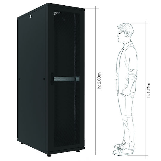 Canovate ECO Boden Rack-Schrank 42U 60x100cm Schwarz CSS-U-9-4260A