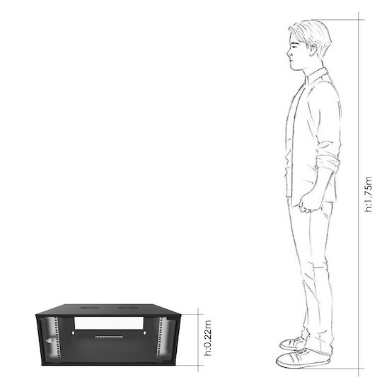 Canovate Wandmontiert Rack-Schrank 4U 60x60cm Schwarz WC1S-9-0466A