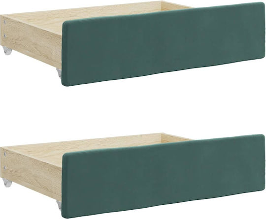 vidaXL Bed Drawer made of Wood Suitable for Bed with Wheels in Green Color 2pcs