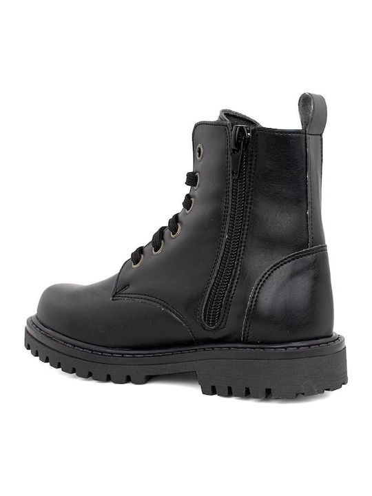 Anatomisch Lederne Kinderstiefel mit Reißverschluss Schwarz