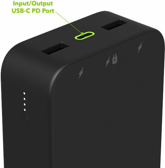 Mophie Powerstation 2023 20000mAh 20W με Θύρα USB-A και Θύρα USB-C Power Delivery Μαύρο