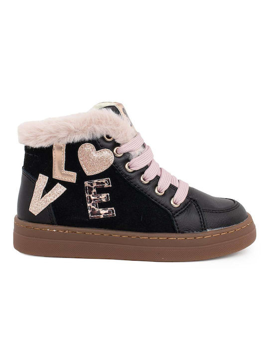 Garvalin Kids Suede Anatomic Boots with Zipper Black