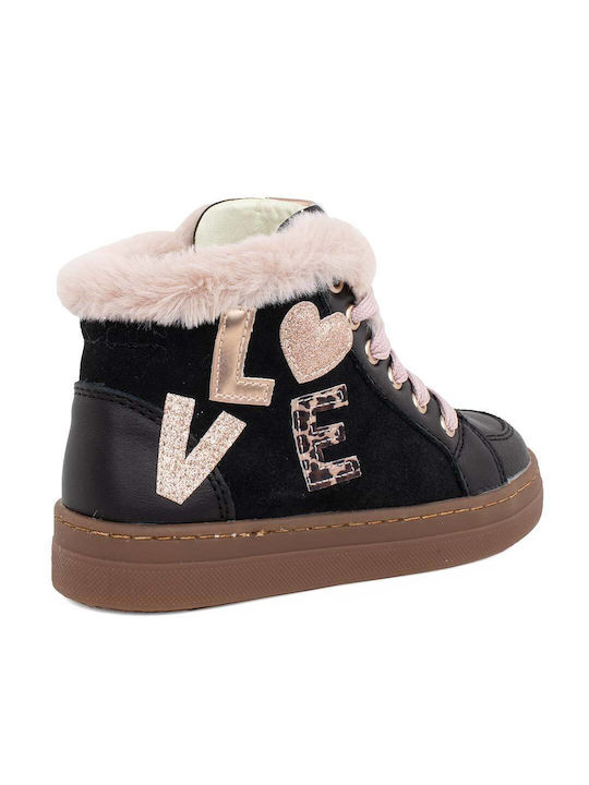 Anatomisch Suede Kinderstiefeletten mit Reißverschluss Schwarz