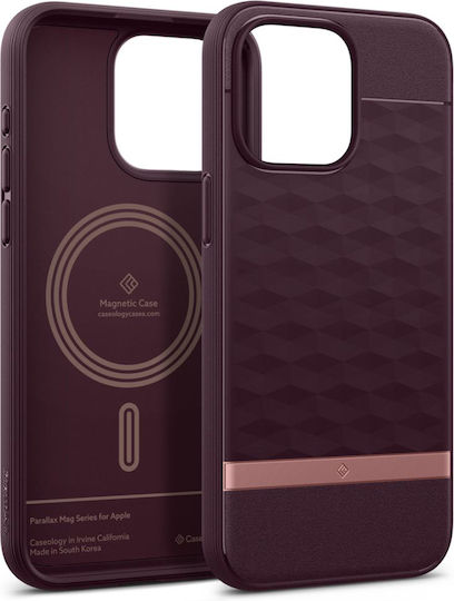 Caseology Parallax Mag Umschlag Rückseite Silikon Burgundisch (iPhone 15 Pro Max)