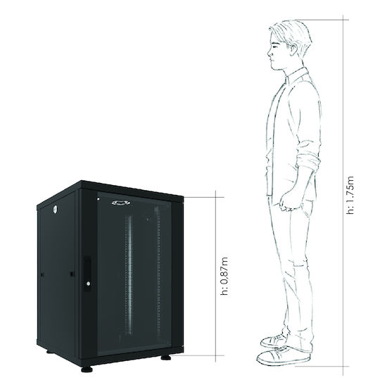 Canovate Επιδαπέδια Καμπίνα Rack 16U 60x60cm Μαύρο CSN-U-9-1666A