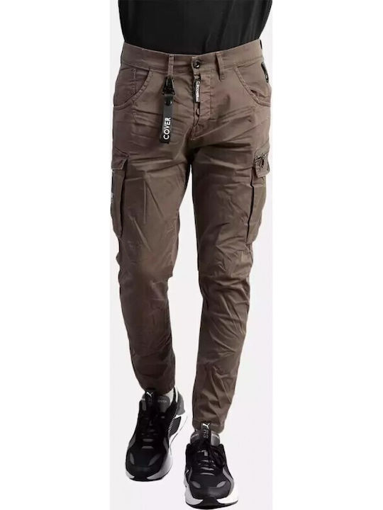 Cover Jeans Elvis Men's Trousers Cargo Elastic in Loose Fit Oil Green