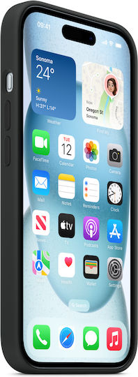 Apple Silicone Case with MagSafe Back Cover Σιλικόνης Μαύρο (iPhone 15)
