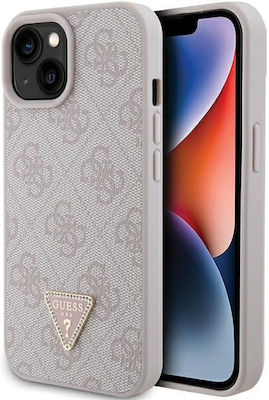 Guess Strass Triangle Metal Logo Back Cover Πλαστικό Ροζ (iPhone 15)