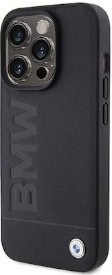 BMW Umschlag Rückseite Leder Schwarz (iPhone 15 Pro Max)