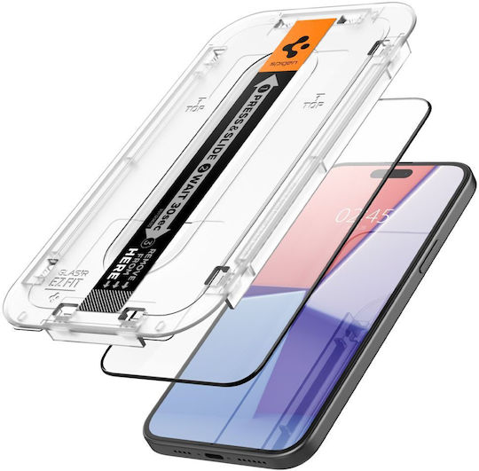 Spigen Full Face Tempered Glass 2pcs Black (iPhone 15)