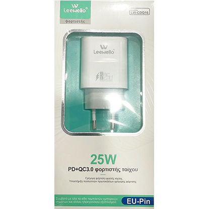 Leewello Încărcător Fără Cablu cu Port USB-A și Port USB-C 25W Albς (CDQ16)