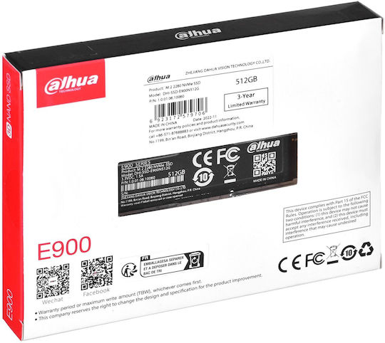 Dahua E900 SSD 512GB τύπου M.2 με σύνδεση PCI Express 3.0 και Ψύκτρα DHI-SSD-E900N512G