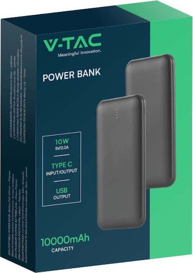 V-TAC VT-3527 Power Bank 10000mAh με 2 Θύρες USB-A Γκρι