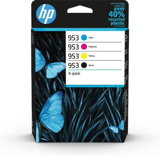 HP 953 Original Pack of 4 InkJet Printer Inks Yellow / Cyan / Magenta / Black (6ZC69AE)