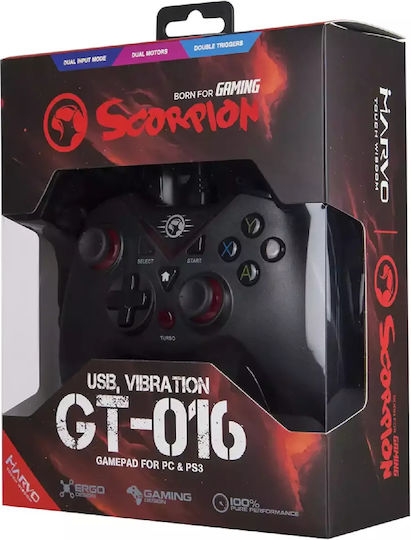 Marvo GT-016 Ενσύρματο Gamepad για PC / PS3 Μαύρο
