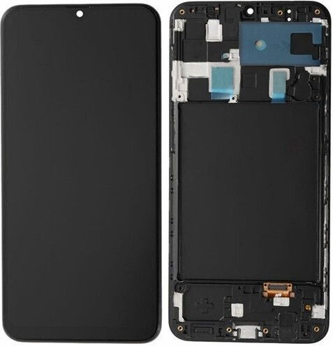 Οθόνη Incell mit Touch-Mechanismus und Rahmen für Galaxy A20 (Schwarz)
