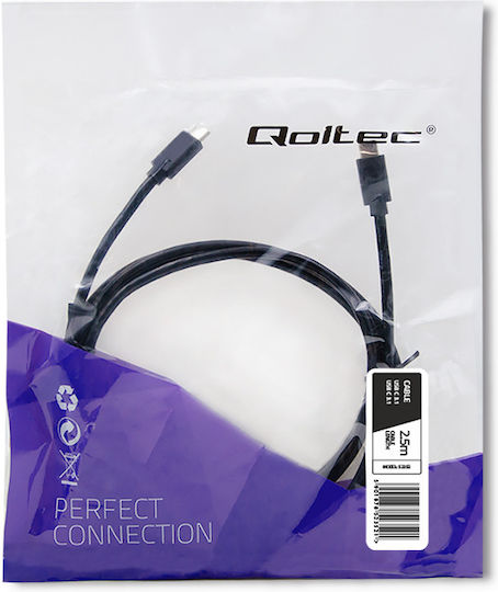 Qoltec USB 3.1 Cable USB-C male - USB-C Μαύρο 2.5m 52352