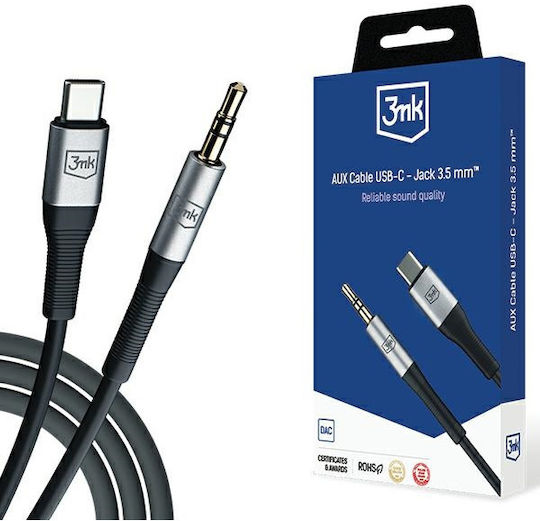 3MK Regular USB 2.0 Cablu USB-C bărbătesc - 3,5 mm male Negru 1m