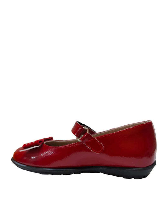 Kids Anatomic Patent Leather Ballerinas with Hoop & Loop Closure Red