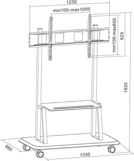 Techly ICA-TR31 Βάση Τηλεόρασης Δαπέδου έως 120" και 150kg
