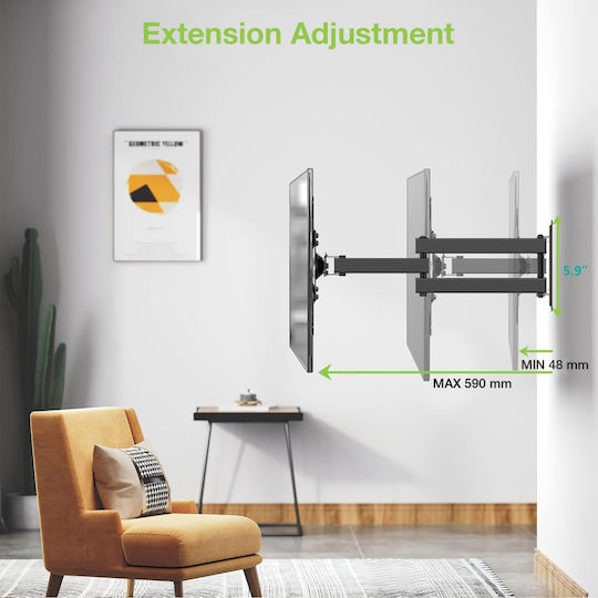 Techly ICA-PLB 136M Wall TV Mount with Arm up to 55" and 45kg Black