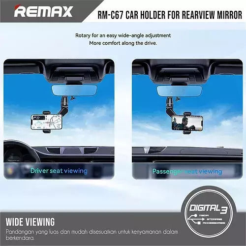 Remax Car Mobile Mount with Adjustable Hooks Black