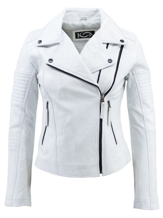 Dermatina 100 Women's Short Lifestyle Leather Jacket for Winter White