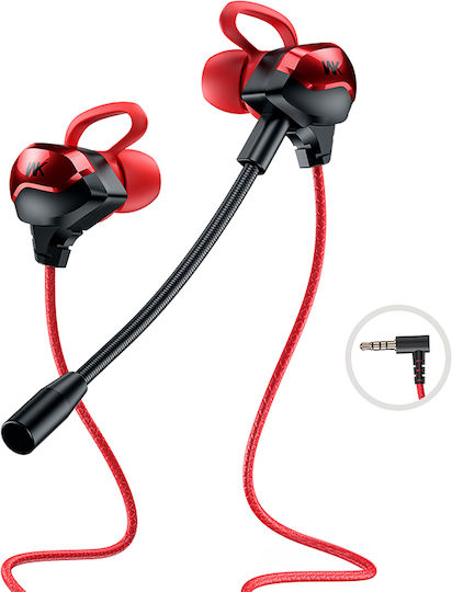 WK ET-Y30 In Ear Gaming Headset με σύνδεση 3.5mm Κόκκινο