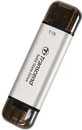 Transcend ESD310 1TB USB 3.2 SSD Стик с връзка USB-A & USB-C Сребрист