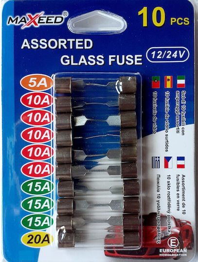 Car Fuse Set Glass Rounds 10pcs