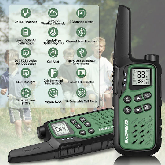Baofeng Bf-t25e Wireless Transceiver PMR 0.5W with Monochrome Screen In Green Color