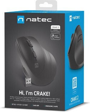 Natec NMY-2048 Ασύρματο Εργονομικό Bluetooth Vertical Ποντίκι Μαύρο