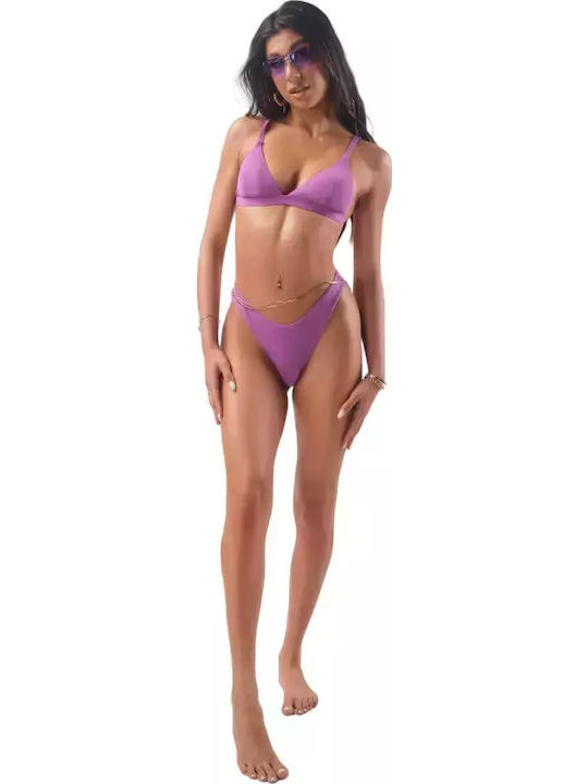Set Bikini Triangle Top and Brazil High Waist Purple