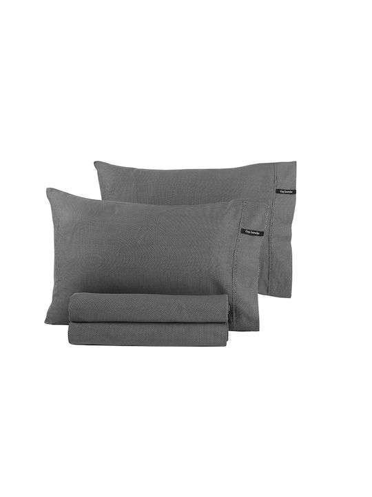 Guy Laroche Sheet Super-Double with Elastic 160x200+35cm. Minimal Black & White
