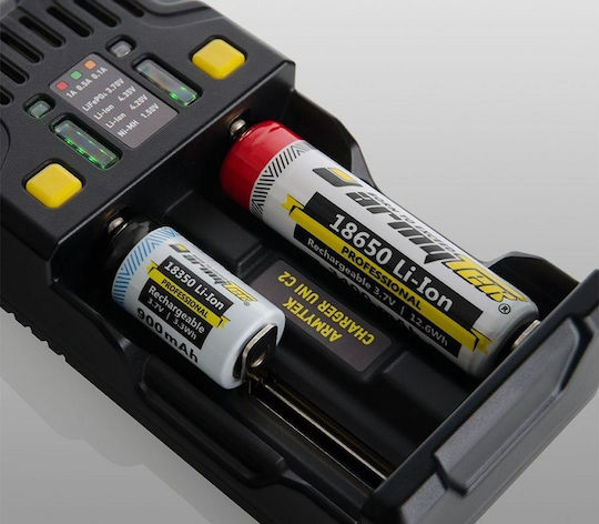 Armytek Uni C2 Зарядно Устройство За 2 Батерии Li-ion/Ni-Cd/Ni-MH/Ni-Zn Размер AA/AAA/D/18650/16340/26650/14500