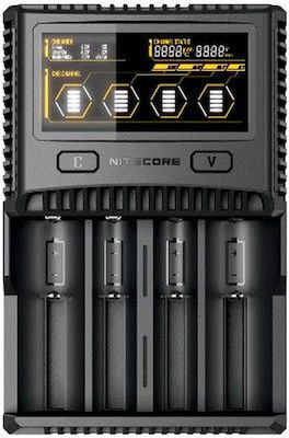 NiteCore SC4 Φορτιστής 4 Μπαταριών Li-ion/Ni-Cd/Ni-MH Μεγέθους 18650