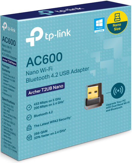 TP-LINK Archer T2UB Nano AC600 USB Network Adapter with Wireless Wi-Fi Connection 600Mbps (Standard v1)
