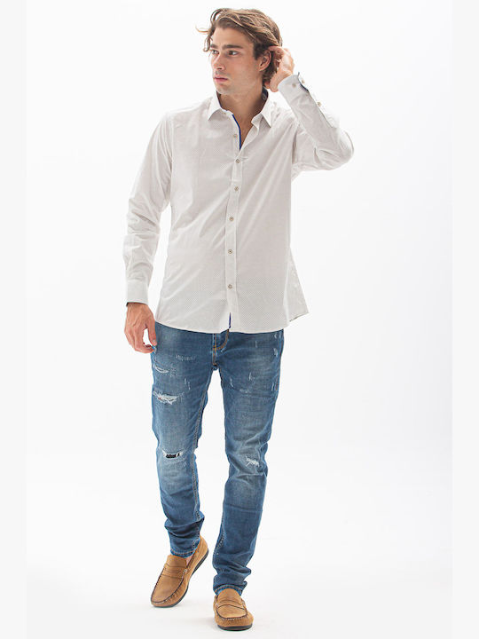 Men's Shirt with micro pattern white