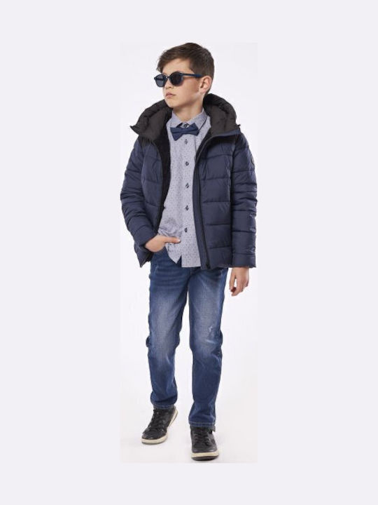 Kinder Freizeitjacke Kurz mit Kapuze Marineblau