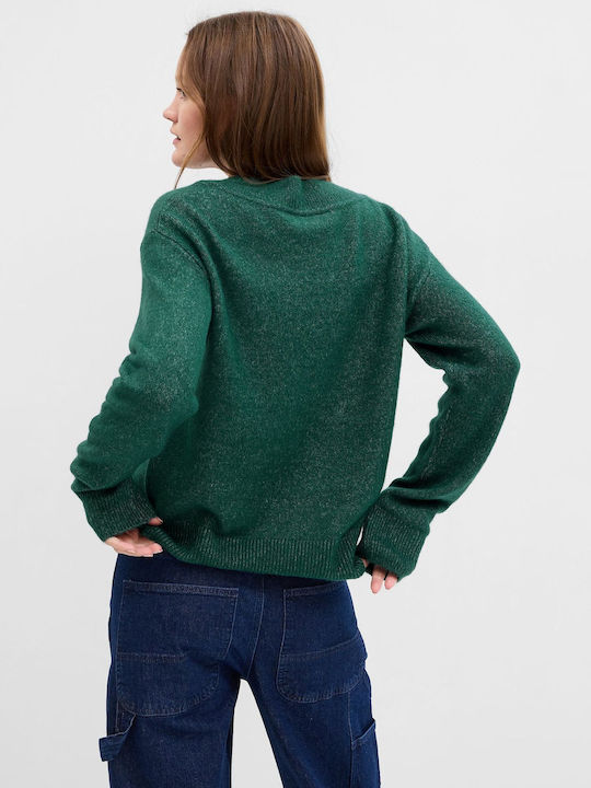 GAP Women's Long Sleeve Pullover with V Neck Green