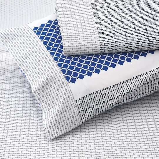 Makis Tselios Home Boho Σετ Μονό 3τμχ 105x200+30εκ. με Λάστιχο Μπλε