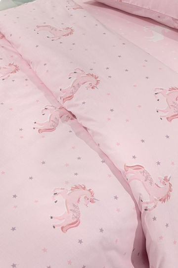 Saint Clair Set Kids Duvet Cover Single with Pillowcase Cotton Pinto pinky 165x225cm