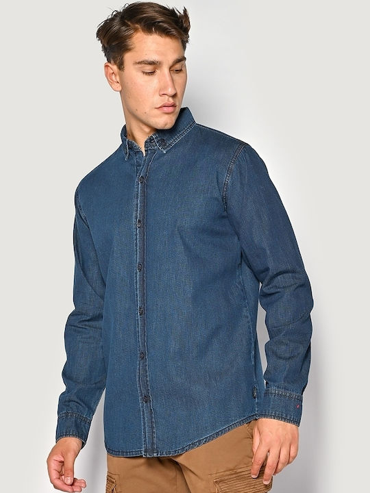 Brokers Jeans Men's Shirt Long Sleeve Blue