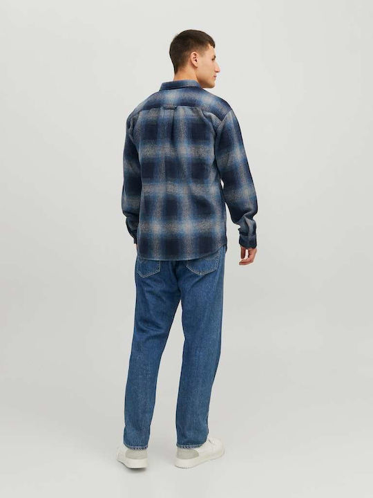 Jack & Jones Herrenhemd Overshirt Langärmelig Marineblau