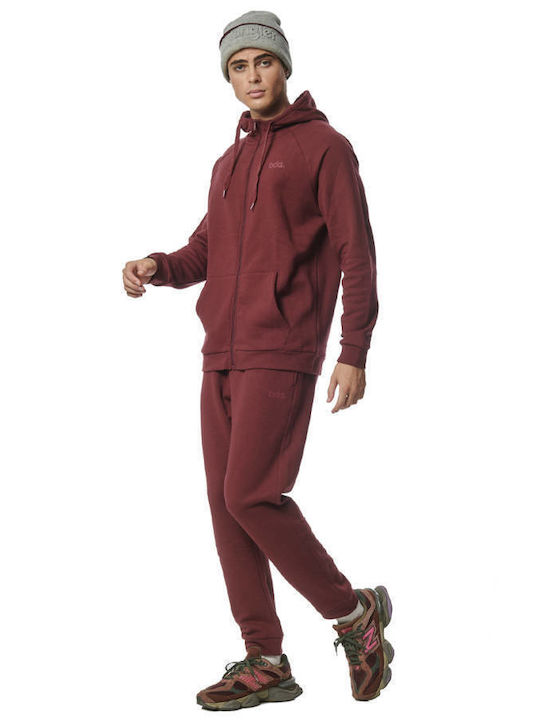 Body Action Herren Sweatshirt Jacke mit Kapuze und Taschen Rot