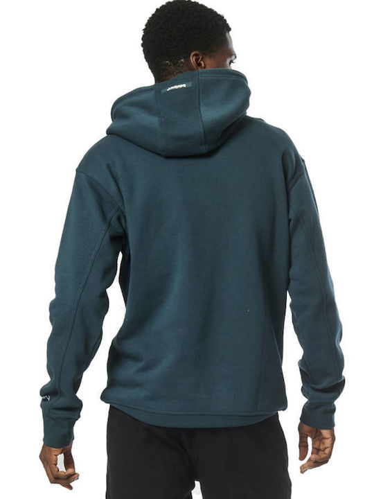 Body Action Men's Sweatshirt with Hood and Pockets Green